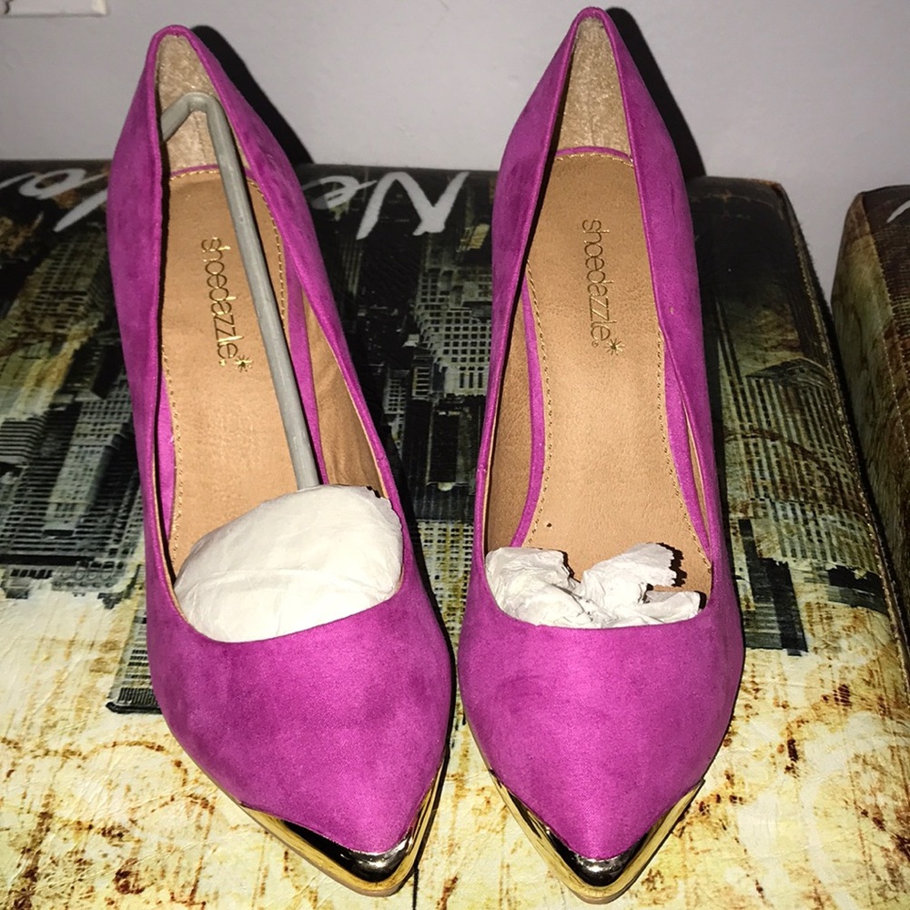 Pink suede heels